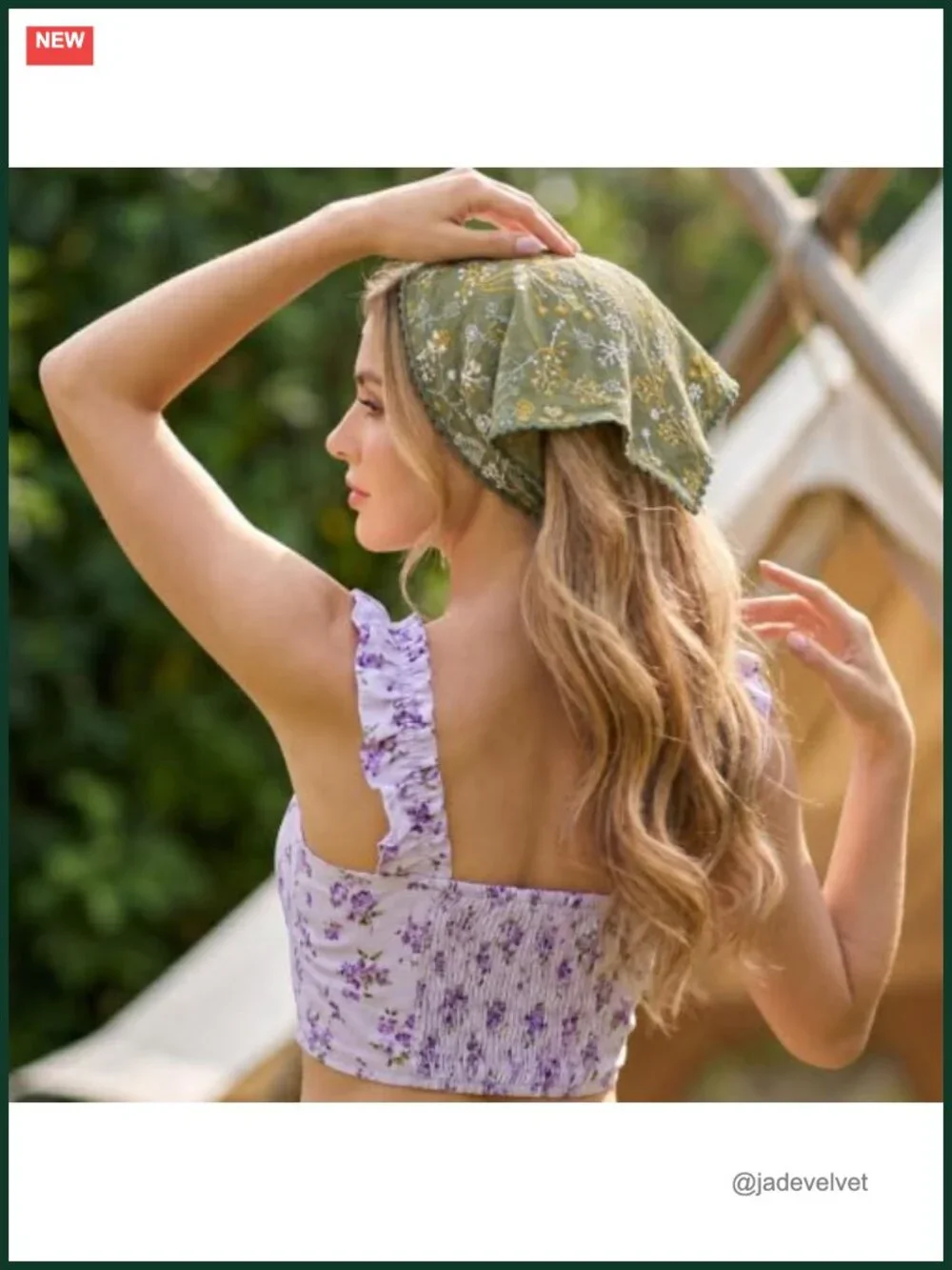 Embroidered Cotton Linen Triangle Head Scarf Hair Bandana with Ties